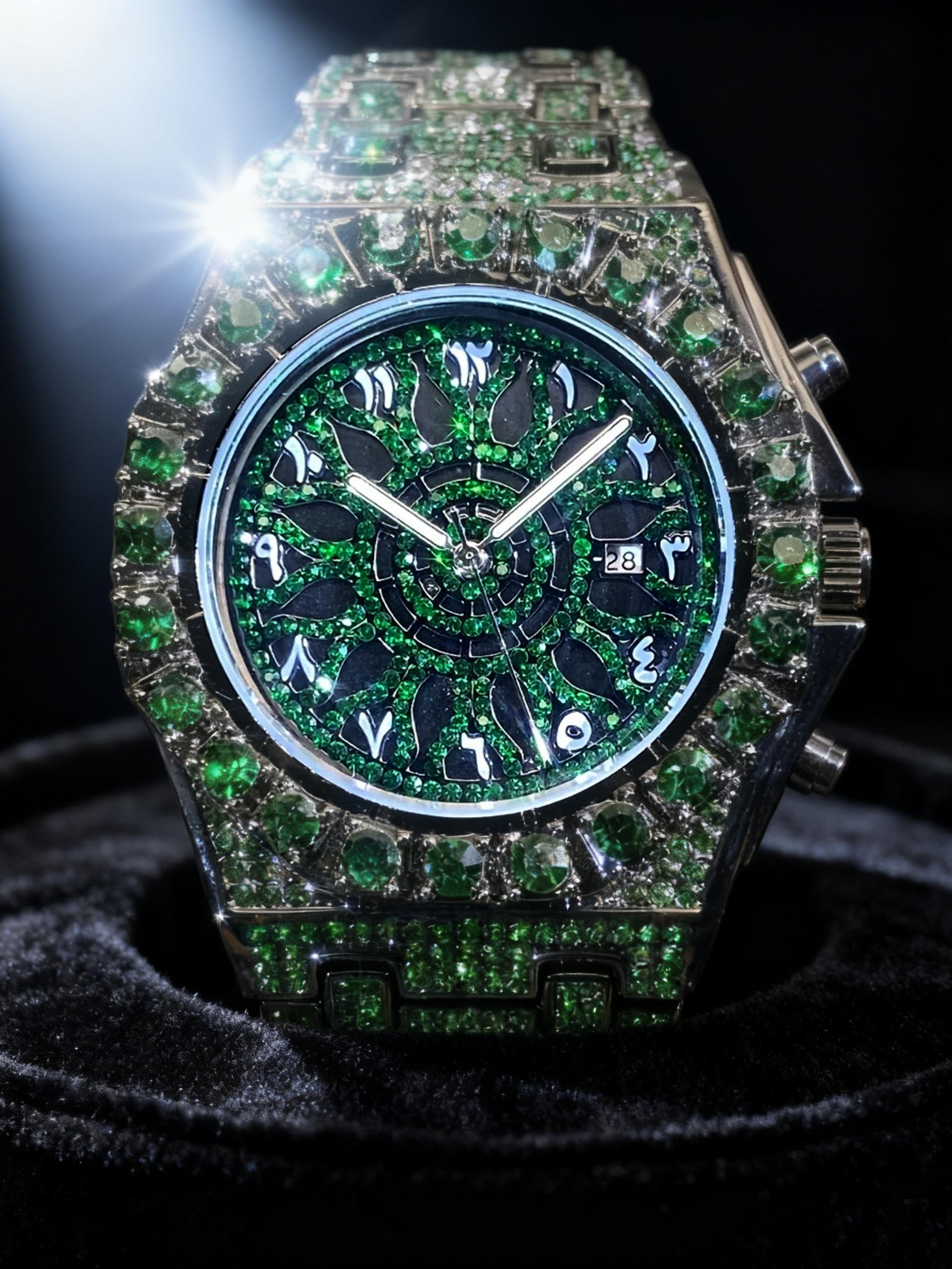 Men's Quartz Watch with Rhinestones, Luxury Ice-Dial Hip-Hop Watch with Full Artificial Water Diamonds, Rhinestone Decorated Watch, Fashionable Stylish Watch Men's Quartz Watch with Rhinestones, Luxury Ice-Dial Hip-Hop Watch with Full Artificial Water Diamonds, Rhinestone Decorated Watch, Fashionable Stylish Watch