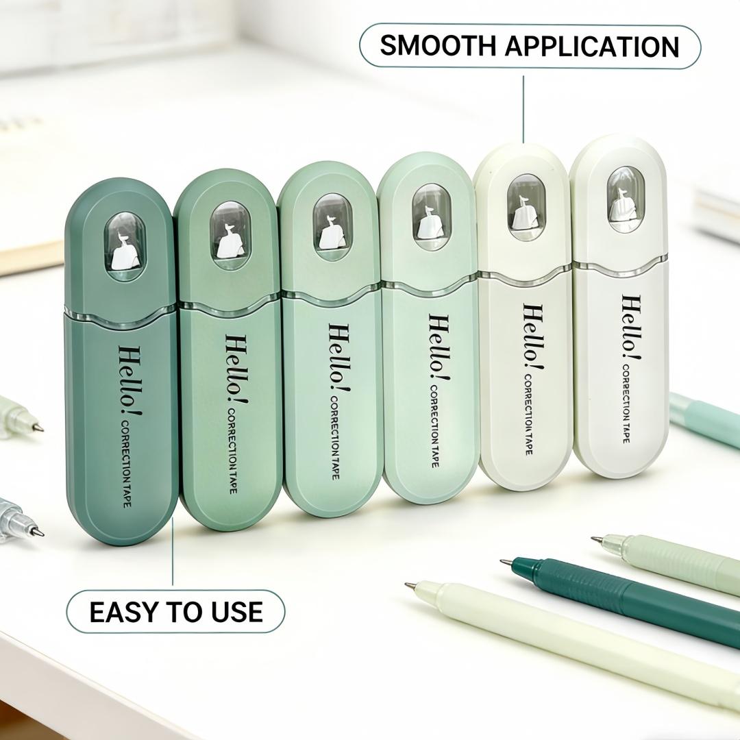 6pcs Large Capacity Style Correction Tape, Fashionable and Affordable, Multiple Colors Available, Ideal for Exams and Office Use