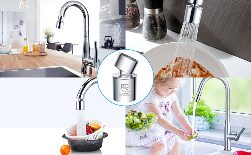 Hibbent NSF Certified Faucet Aerator, CUPC Certification 360 Degree Swivel Kitchen Sink Aerator, Dual-function 2-Flow Sprayer Faucet Head, Faucet Replacement Part 55/64 Inch Female Thread - Chrome