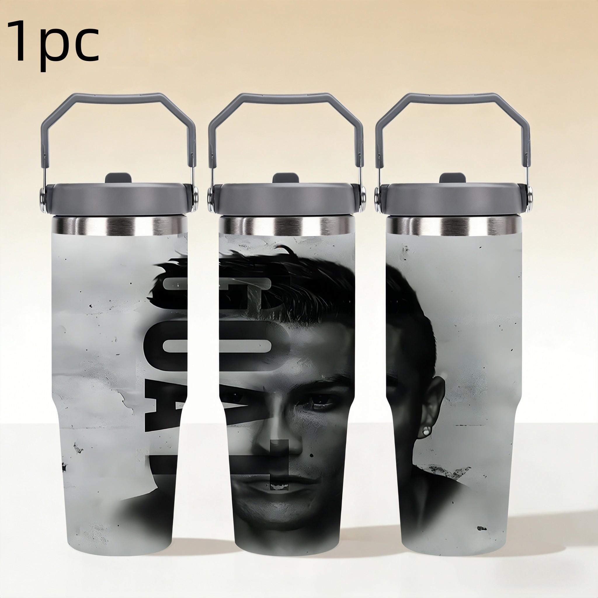 1pc 30oz stainless steel large-capacity car water bottle, Number 7 jersey Pattern，for Cristiano Ronaldo fans.for football enthusiasts. various patterns to choose from, fan gift, Outdoor camping Coffee Cups & Mugs