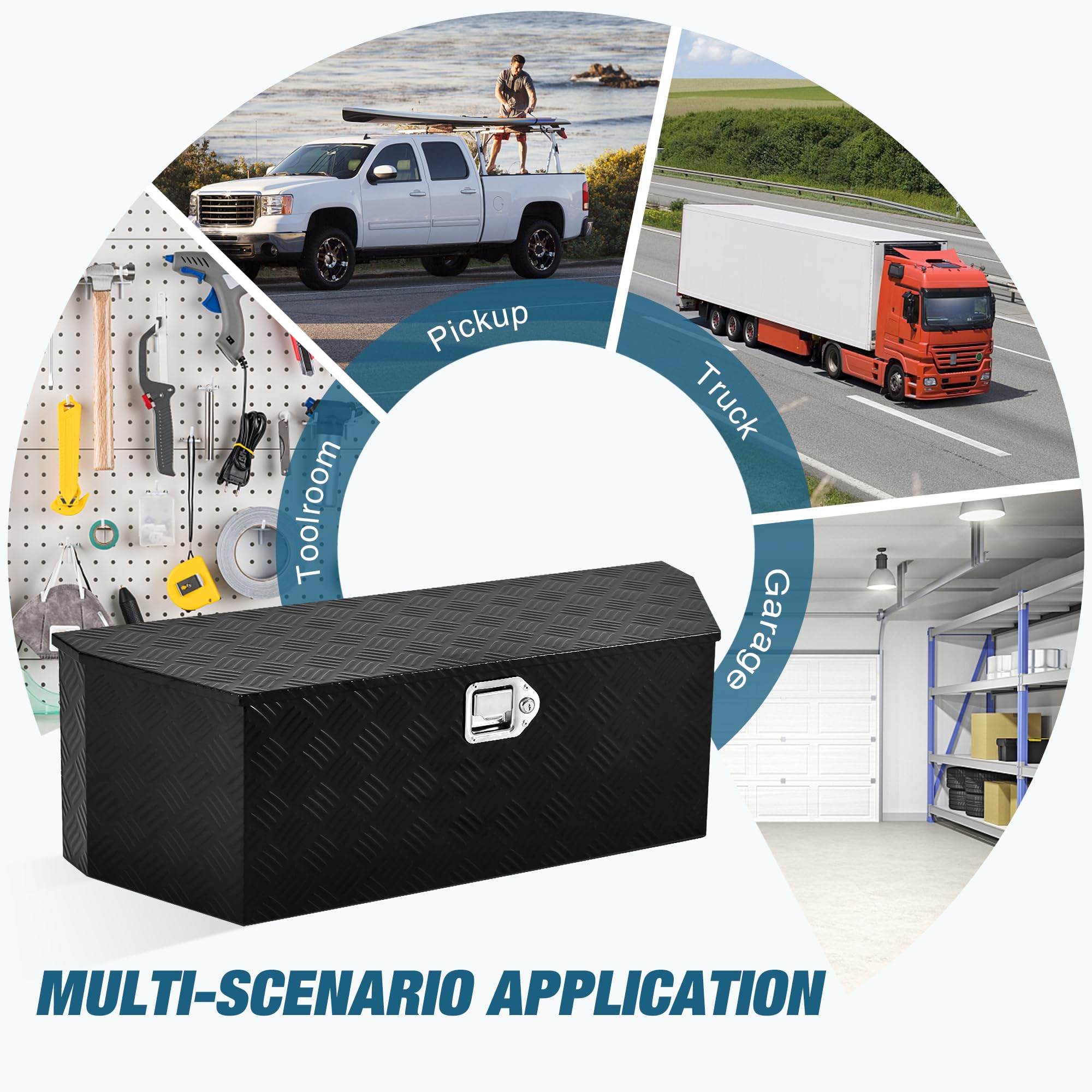 36'' Steel Trailer Tongue Box, 36"x12"x12" Heavy Duty Storage With Lock and Keys, Utility Truck Tool Box Storage Organizer, Tool Chest for Pickup Truck Bed, RV