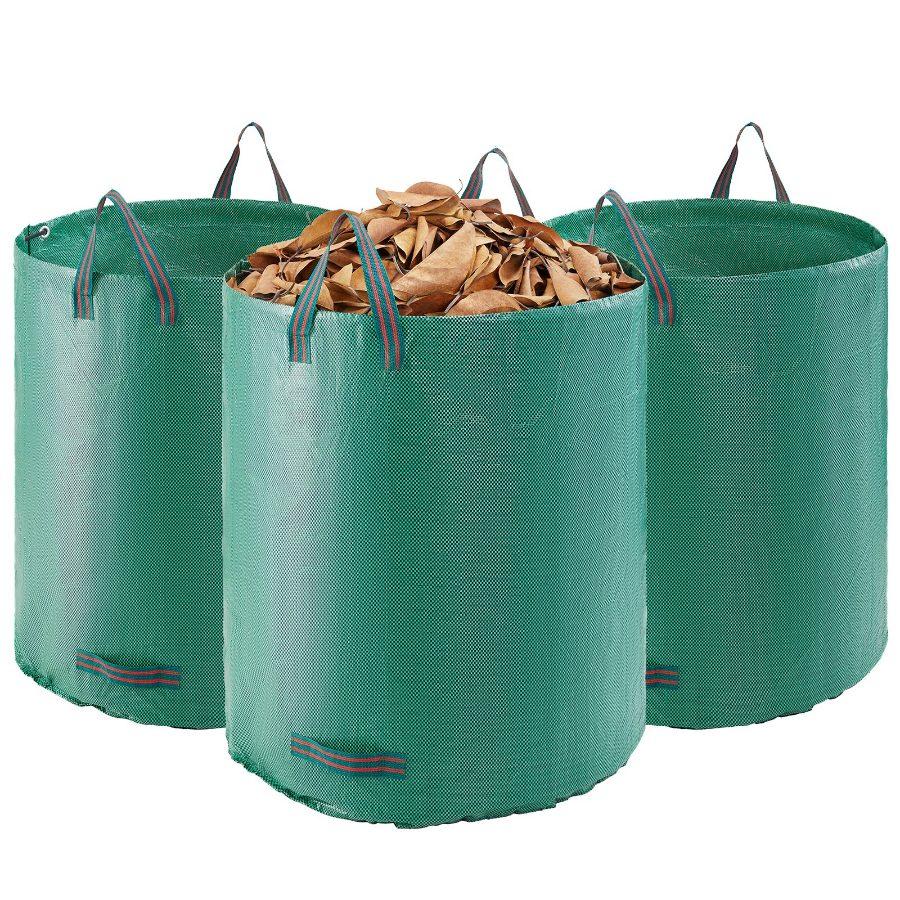VEVOR 3-Pack 72 Gallon Reusable Yard Waste Bag, Large Lawn Garden Bags, Heavy Duty Collapsible Garden Leaf Trash Container, Stand-Up Grass Clipping Bin, with Reinforcement Ring and Handles, 26.4x30 in