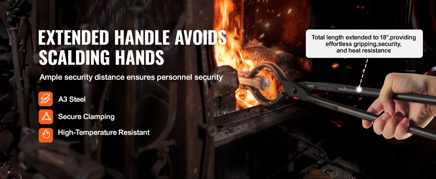 VEVOR Blacksmith Tongs, 18 V-Bit Bolt Tongs, Carbon Steel Forge Tongs with A3 Steel Rivets, for Long, Irregular, and Nail-shaped Forgings, for Beginner and Seasoned Blacksmiths and Bladesmiths