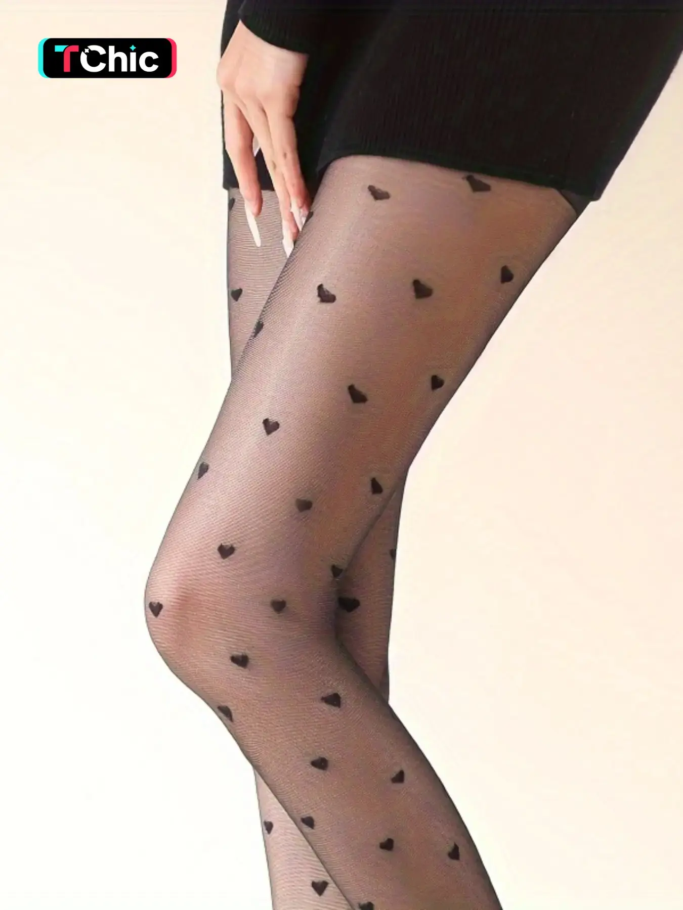 Women's Heart Print Stockings, Soft Lightweight, All-Season Comfort, Versatile Fashion Accessory, Enhance Elegance and Style, Womenswear, Love