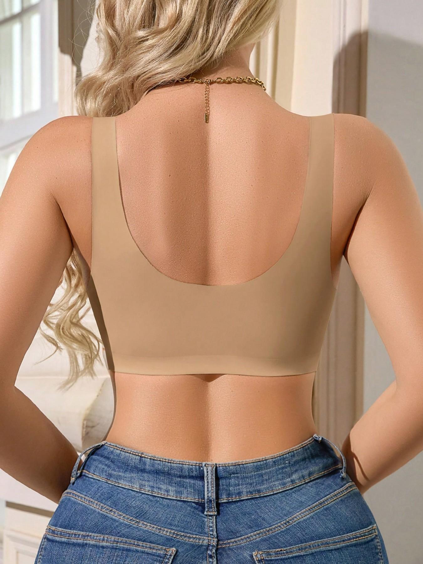 Plus Size Seamless Front Closure Bra for Women - Wire-Free Push Up Support, Ice Silk Breathable, Invisible Underwear for All Day Wear