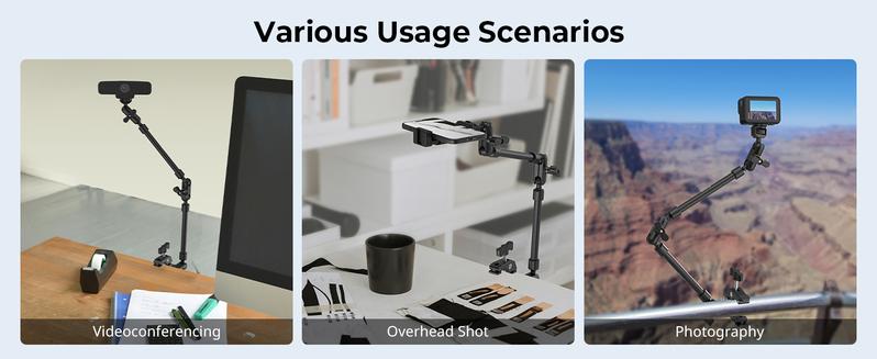 SmallRig Magic Arm w Clamp, Overhead Phone Mount, Flexible Desk Camera Mount & Clamp, Articulating Friction Boom Arm w Thread Adapter, for Light, Webcam, Mic, Action Camera,for Content Creators,Gimbal Stabilizer Tech Gimbal 4766