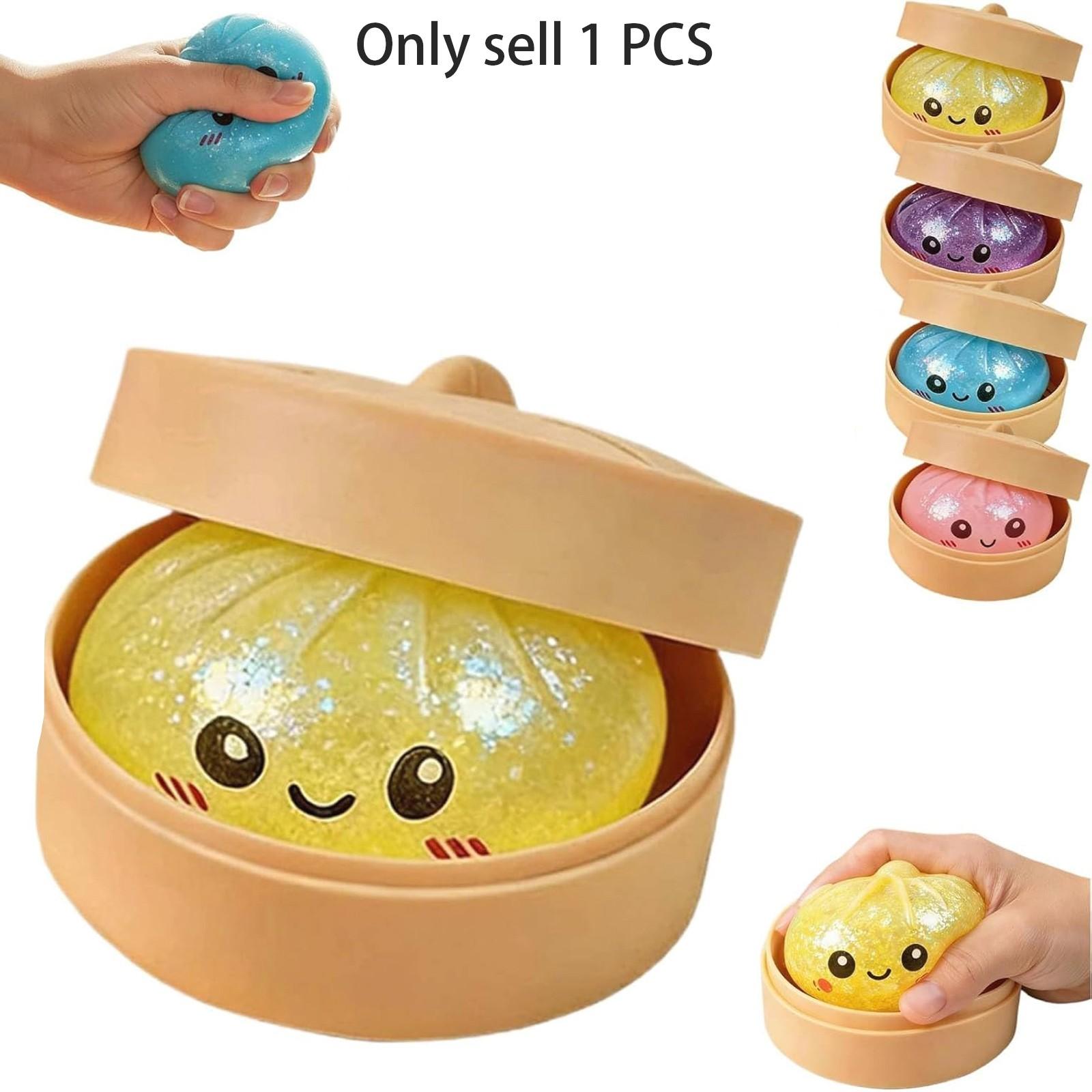 1 PCS Glitter Dumpling Squishy, Rare Glitter Dumpling Stress Ball, Colorful Dumplings Stress Balls Fidget Sensory Toy, Anxiety Squishies, Fidget Cube Stress Relief, Bun Stress Relief Fidget Low Rising, Squishies Dumpling Toys for Teens & Adults
