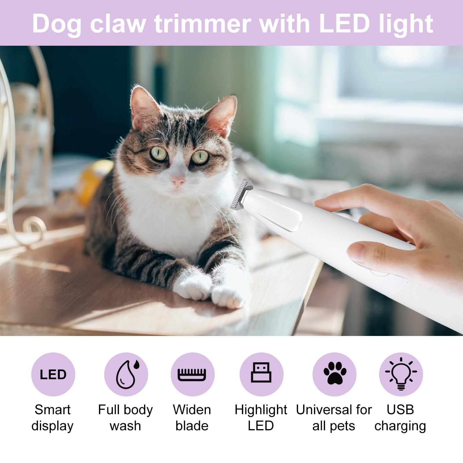 Pet Paw Trimmer with LED Light – Electric Dog & Cat Hair Clipper, 18mm Wide Blade, Low Noise Grooming Tool for Paws, Eyes, Ears, Face and Rump.