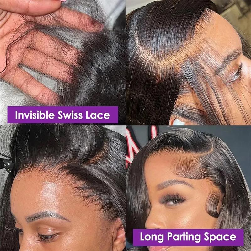 Pizazz Hair Body Wave Pre Bleached Small Knots 13x6 HD Transparent Lace Front Wigs Human Hair 220% Density Pre Plucked Lace Frontal Wigs With Baby Hair For Women