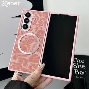 Gradient Leopard Pattern For Magsafe Magnetic Phone Case for Samsung Z Fold 7 6 5 4 3 Wireless Charging Protective Cover