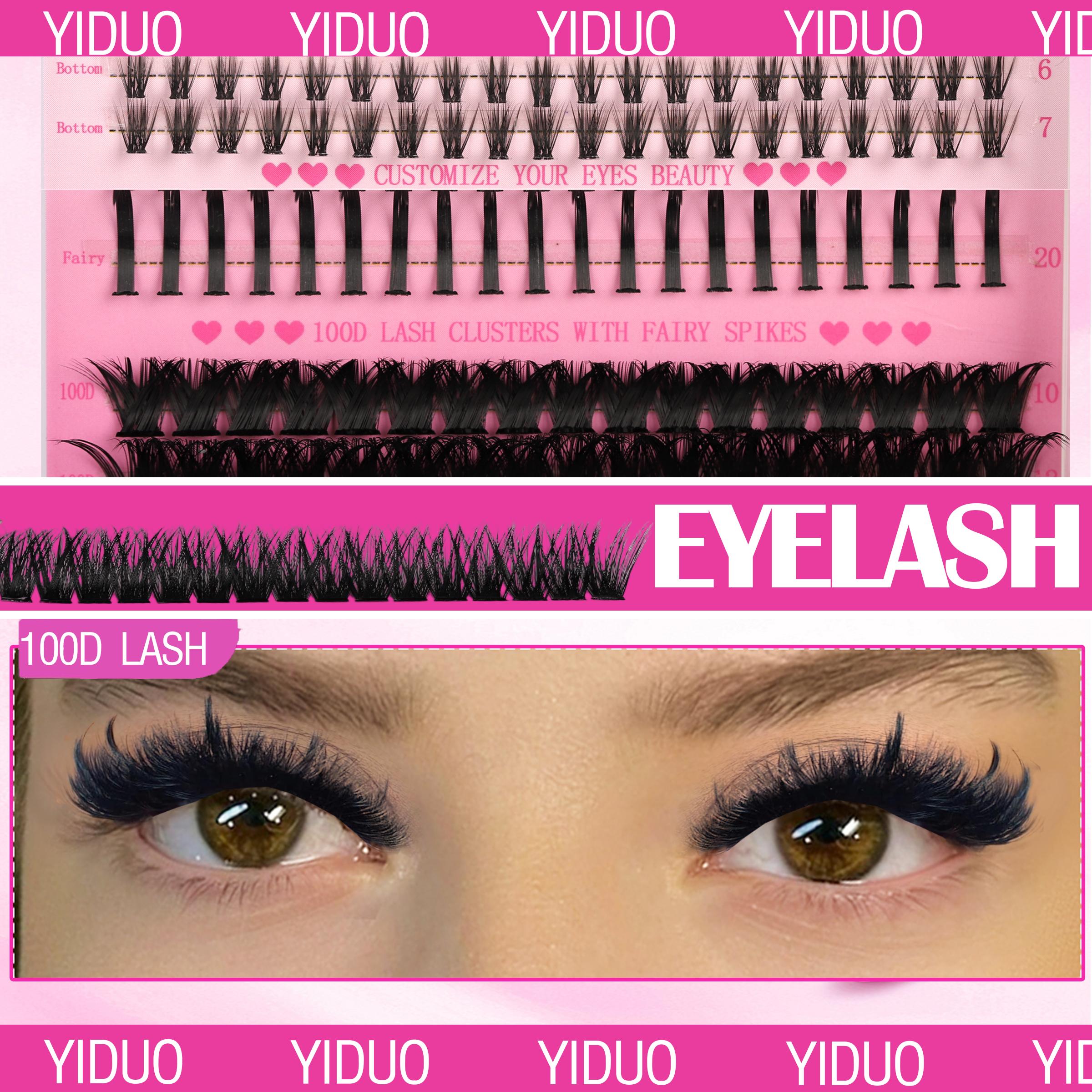 4 Styles Lash Clusters Kit 60D|80D|100D|Spikes Lash Extension Kit Volume Eyelash Clusters Volume Individual Lashes Kit Super large Cluster Eyelash Extensions Kit DIY Spikes Lash Kit Individual False Eyelashes with Lashes Bond and Seal