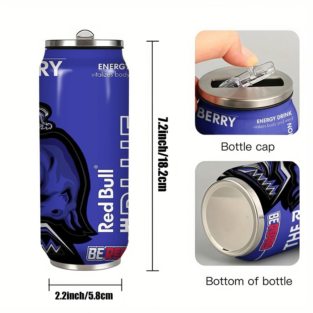 1pc 17oz Red Bull Blue Edition Vacuum Insulated Mug, Portable Stainless Steel Cup with Lid, Ideal Sports & Coffee Mug for Family Friends, Great for Camping, Outdoor & Holiday Gifts
