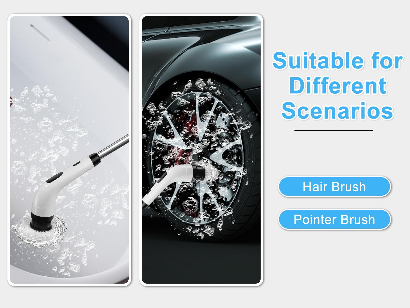 2-Speed Electric Rotating Cleaning Brush with Extendable Handle and Replaceable Brush Heads – Ideal for Deep Cleaning Kitchens, Bathrooms, and Hard-to-Reach Areas.