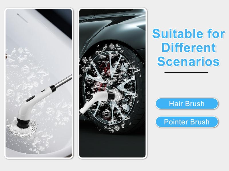 2-Speed Electric Rotating Cleaning Brush with Extendable Handle and Replaceable Brush Heads – Ideal for Deep Cleaning Kitchens, Bathrooms, and Hard-to-Reach Areas.