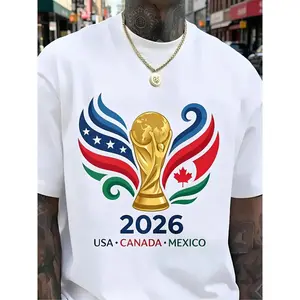 2026 Football Tournament Graphic Tee USA Canada Mexico Soccer Fan Shirt International Sports Event T Shirt Casual Summer Short Sleeve Top for Men Game Day Outfit Athletic Streetwear good graphic tees vintage t shirts white tee sports fan tee