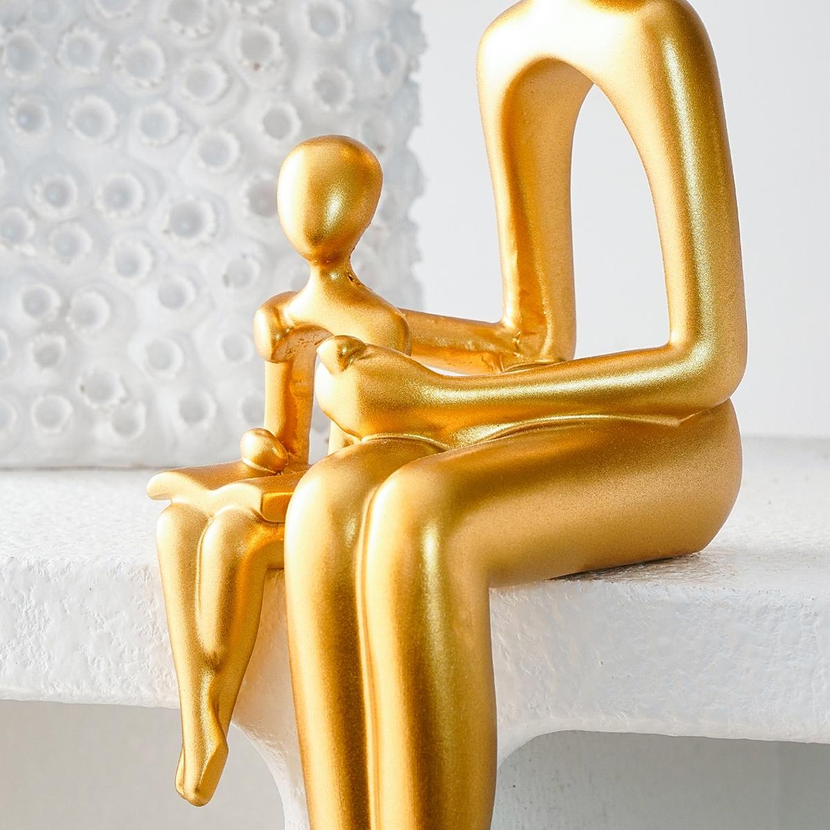 1 Piece Abstract Sculpture, Sitting Couple Sculpture, Modern Resin Figurine For Home Office Decoration