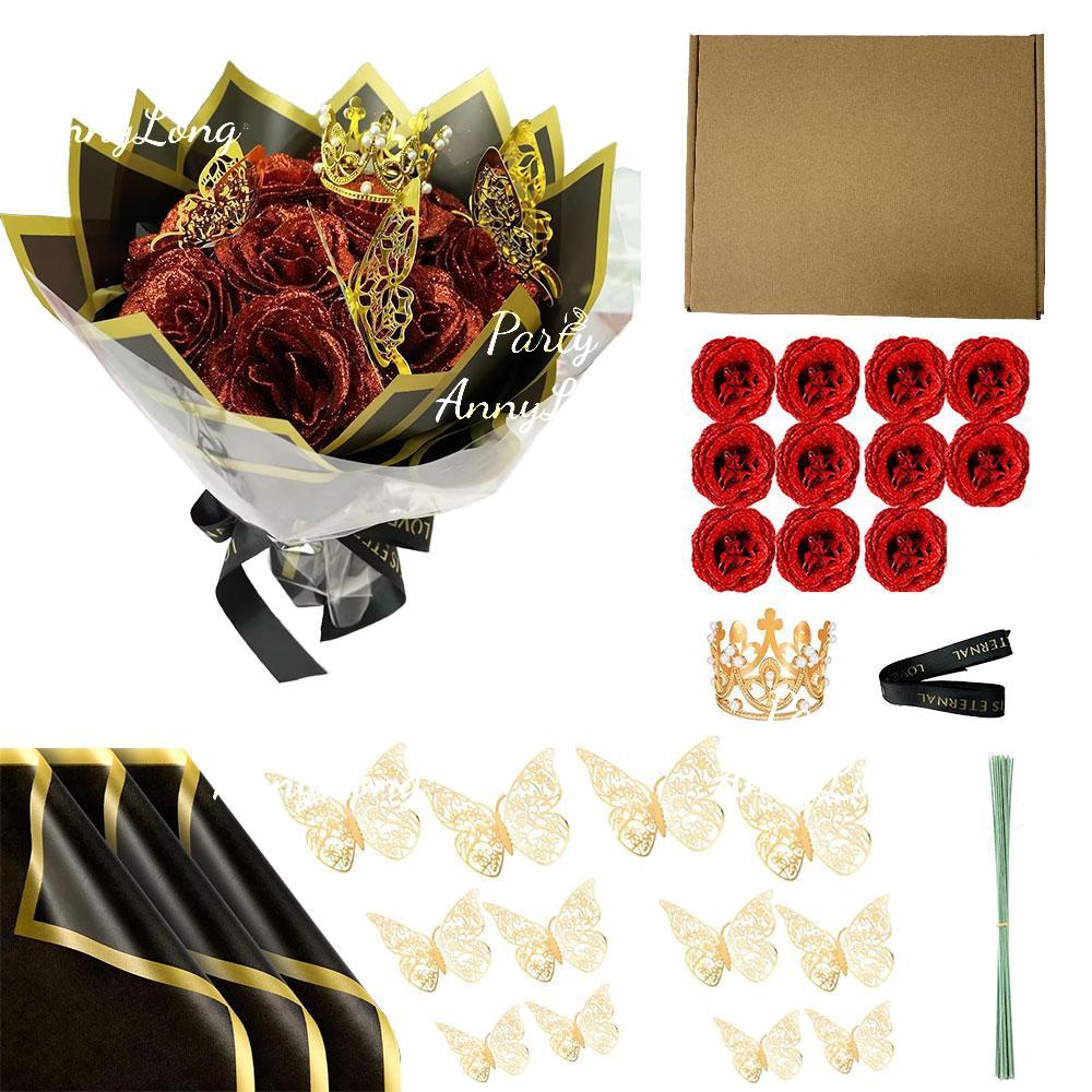 Artificial Rose Bouquet, 11/36 pcs DIY Romantic Faux Rose Flower Bouquet, Decorative Flowers for Home, Parties, Weddings, Anniversaries and Festivals, Artificial Roses Bouquet