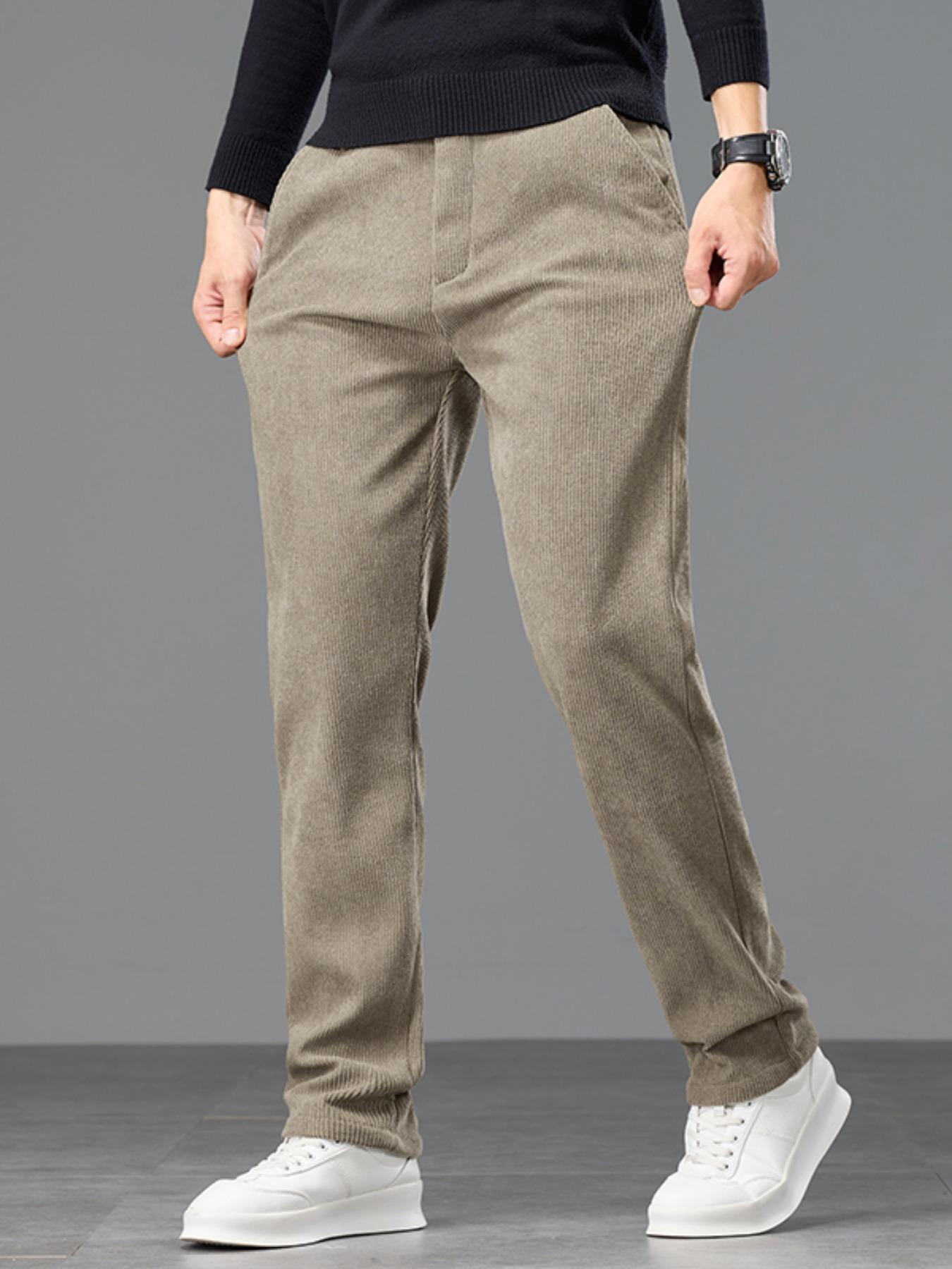 Men's Winter Casual Pants Thickened Fleece Lined Warm Outdoor Business Long Trousers, New Arrival Fall & Winter Fashion Clothing