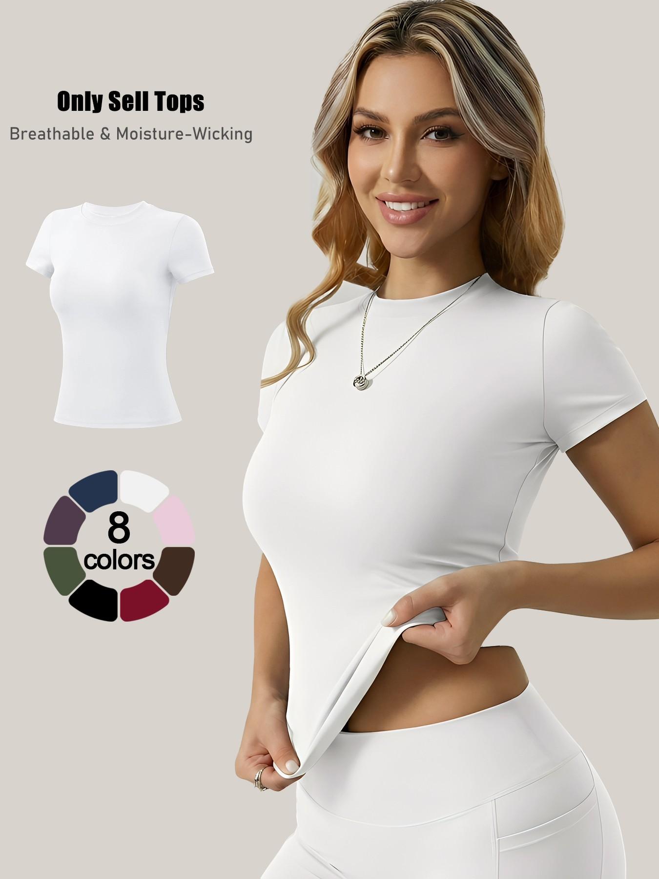 Women's Short Sleeve Workout Tops - High-Elasticity Slim-Fit Yoga Tee, Breathable Quick-Dry Fitness Shirt for Gym, Running Training & Casual Daily Wear