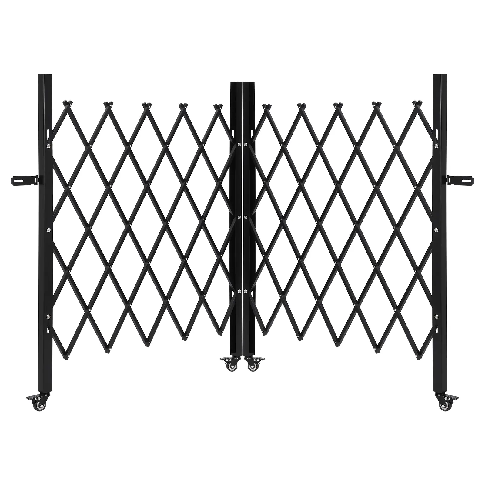 Double Folding Security Gate, 87" h x 150" w Folding Door Gate, Steel Accordion Security Gate, Flexible Expanding Security Gate, 360° Rolling Barricade Gate, Scissor Gate or Door with Keys