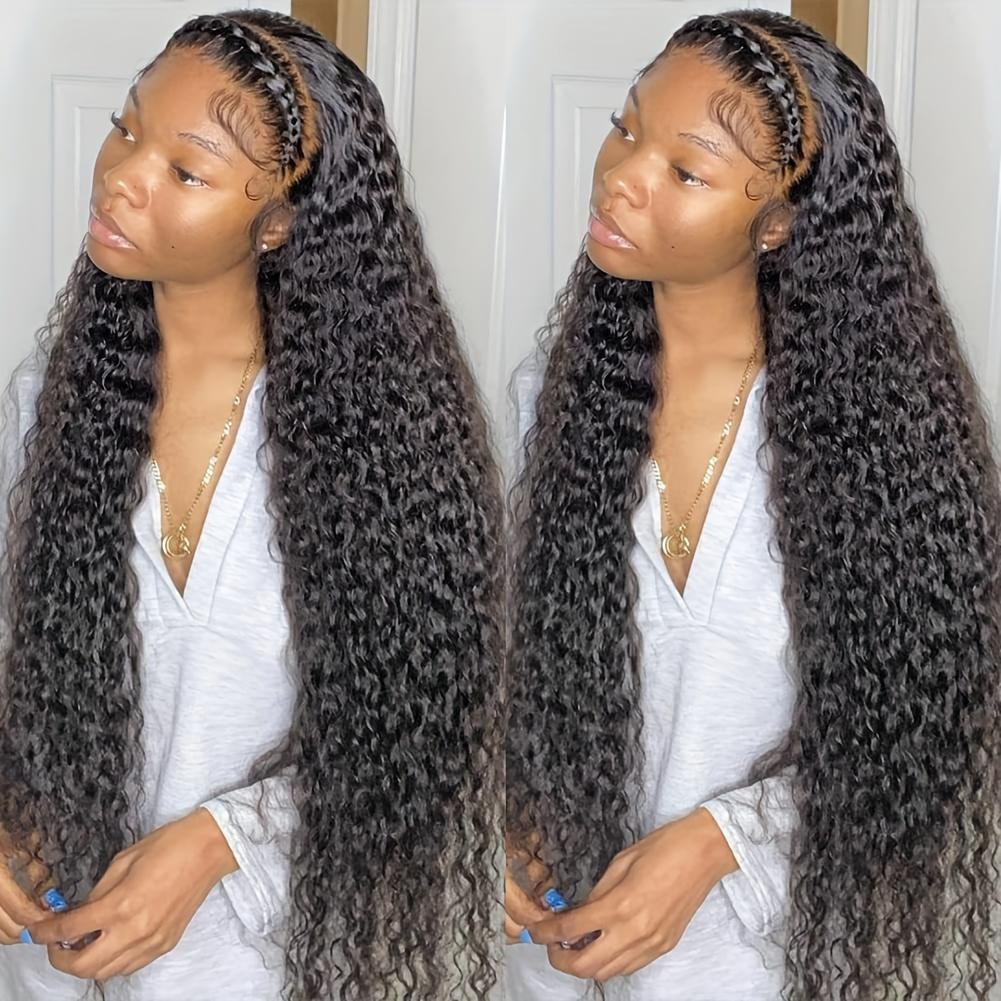 Bling Hair Curly Lace Front Wigs Real Hair 13x4/6 HD Lace Frontal Wigs Real Hair 180% Density Pre Plucked With Baby Hair For Women Deep Curly Wigs Real Hair Natural Color