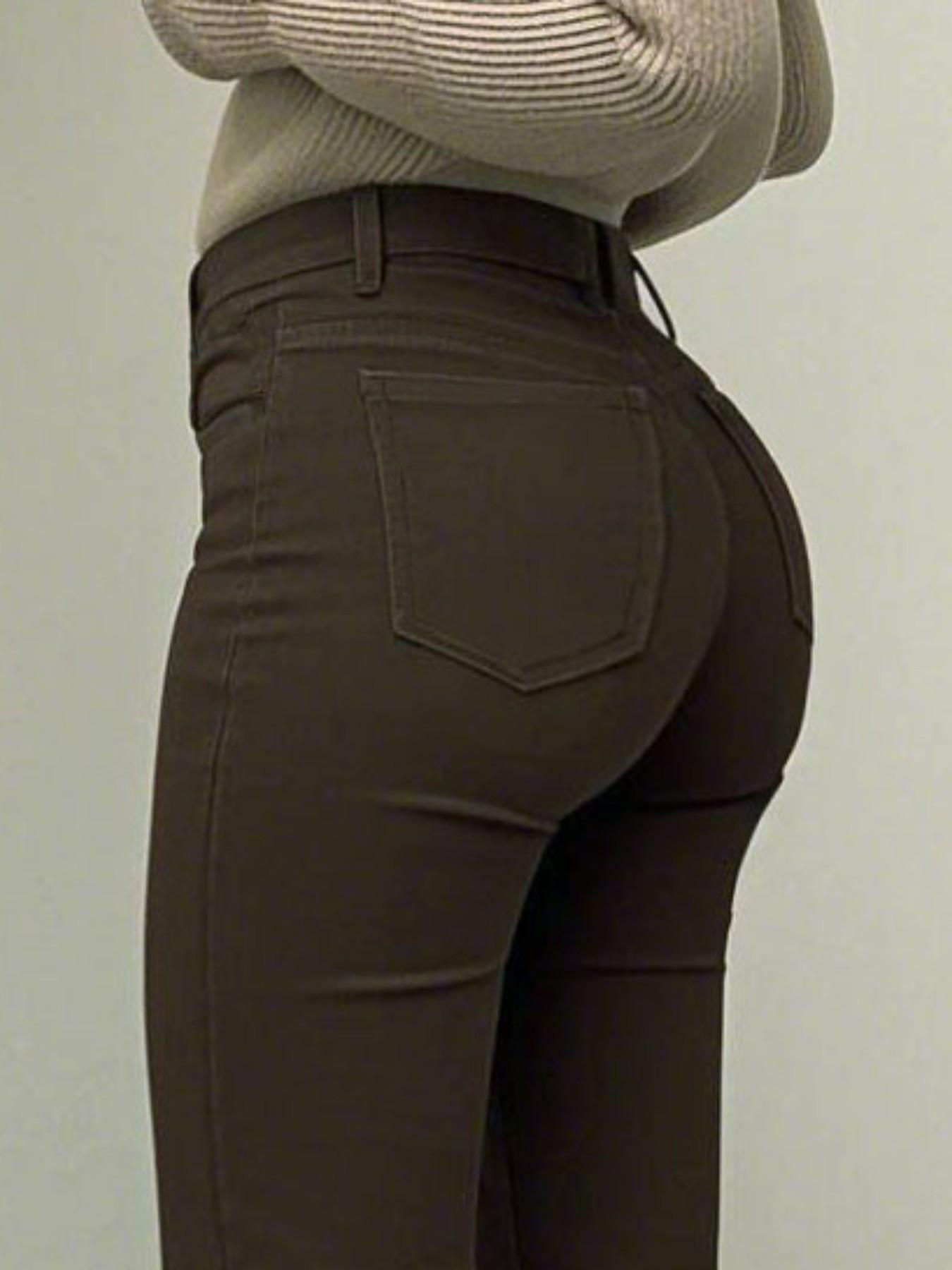 Women's Plain Stretchable Flare Leg Pants, Elegant Fashion Casual Bell Bottom Trousers for Daily Outdoor Wear, Women's Bottoms for All Seasons