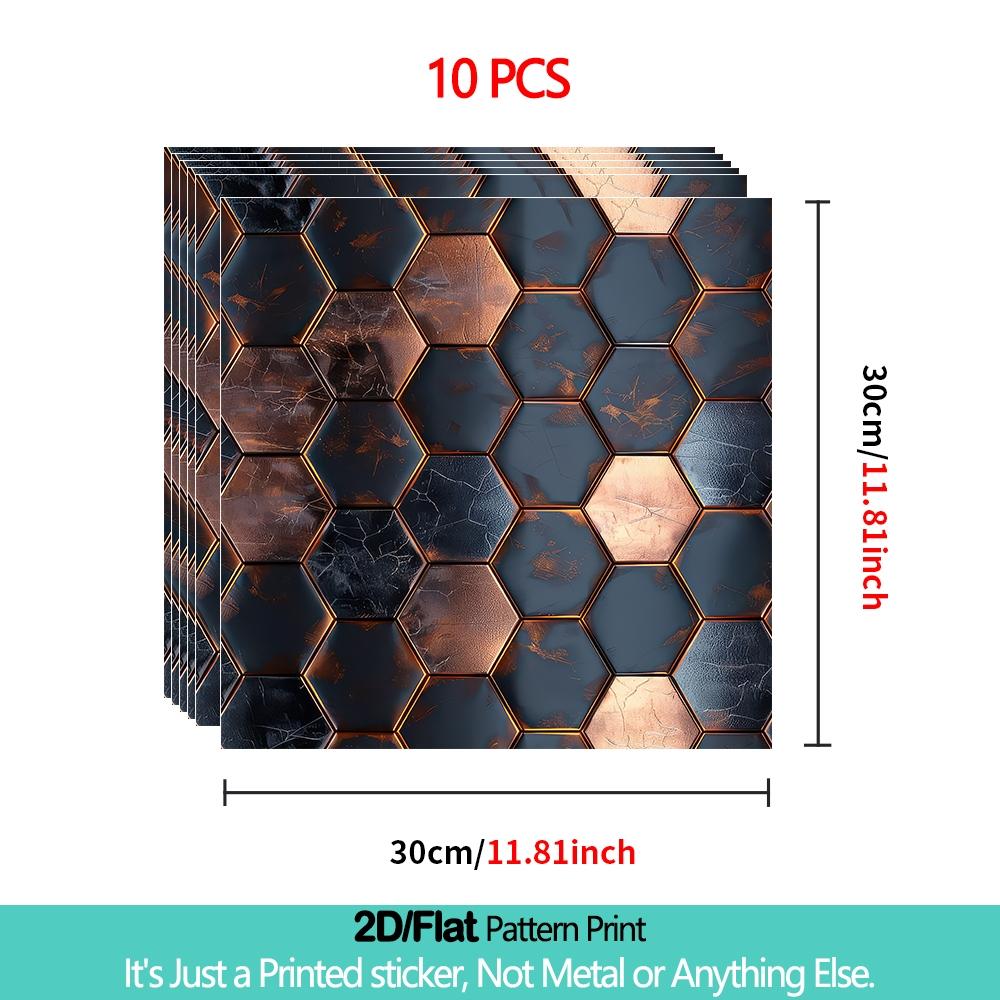 10 pieces of self-adhesive PVC floor stickers, thickened wear-resistant waterproof leather floor stickers, suitable for bedroom, kitchen, living room, balcony, bathroom and other floor decoration a