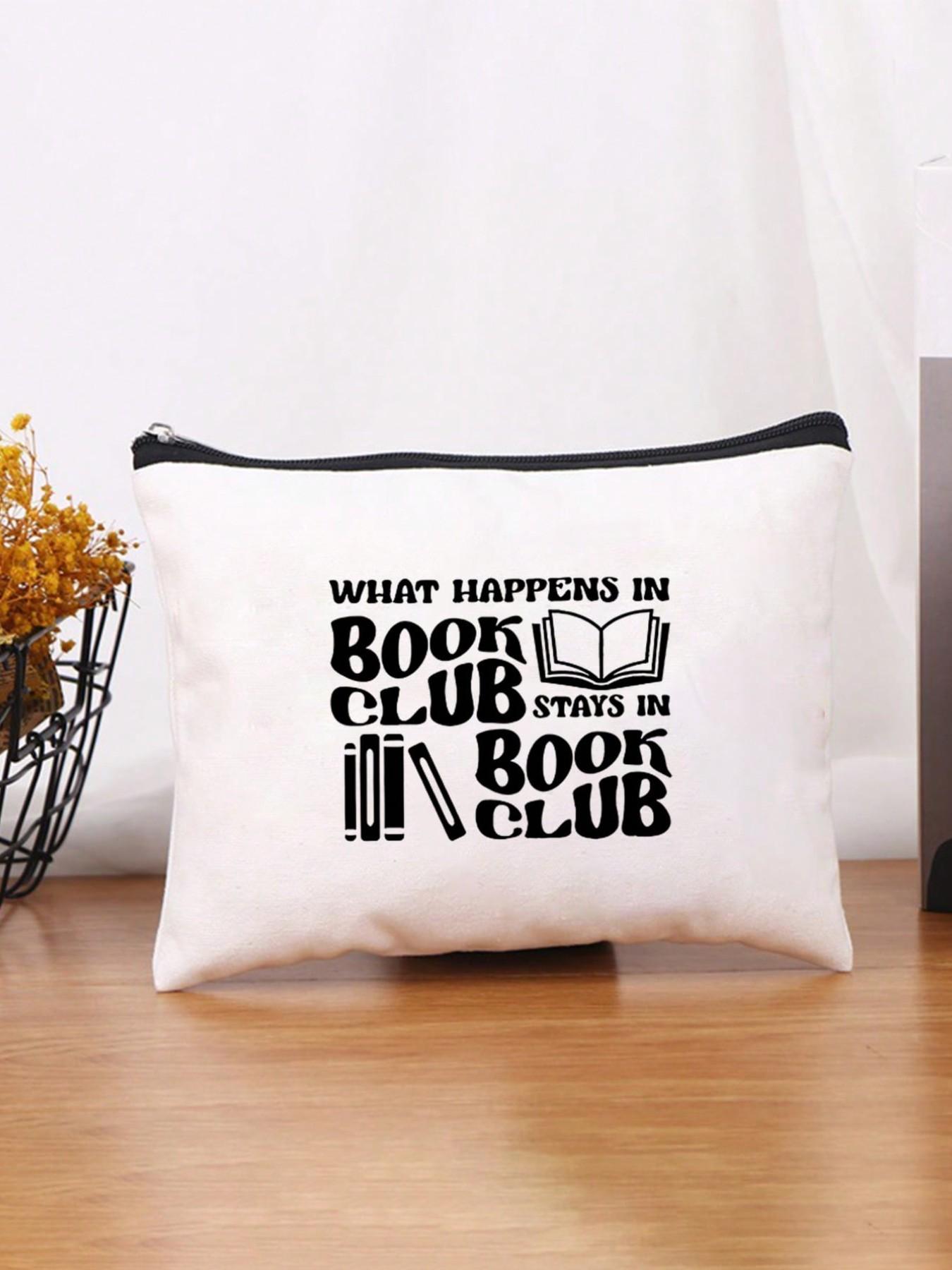 Handbag and Makeup Bag Set, Book Club Pattern, Casual, Large Capacity, Portable, Ideal for Teens, Women, College Students, Teachers' Day Gift