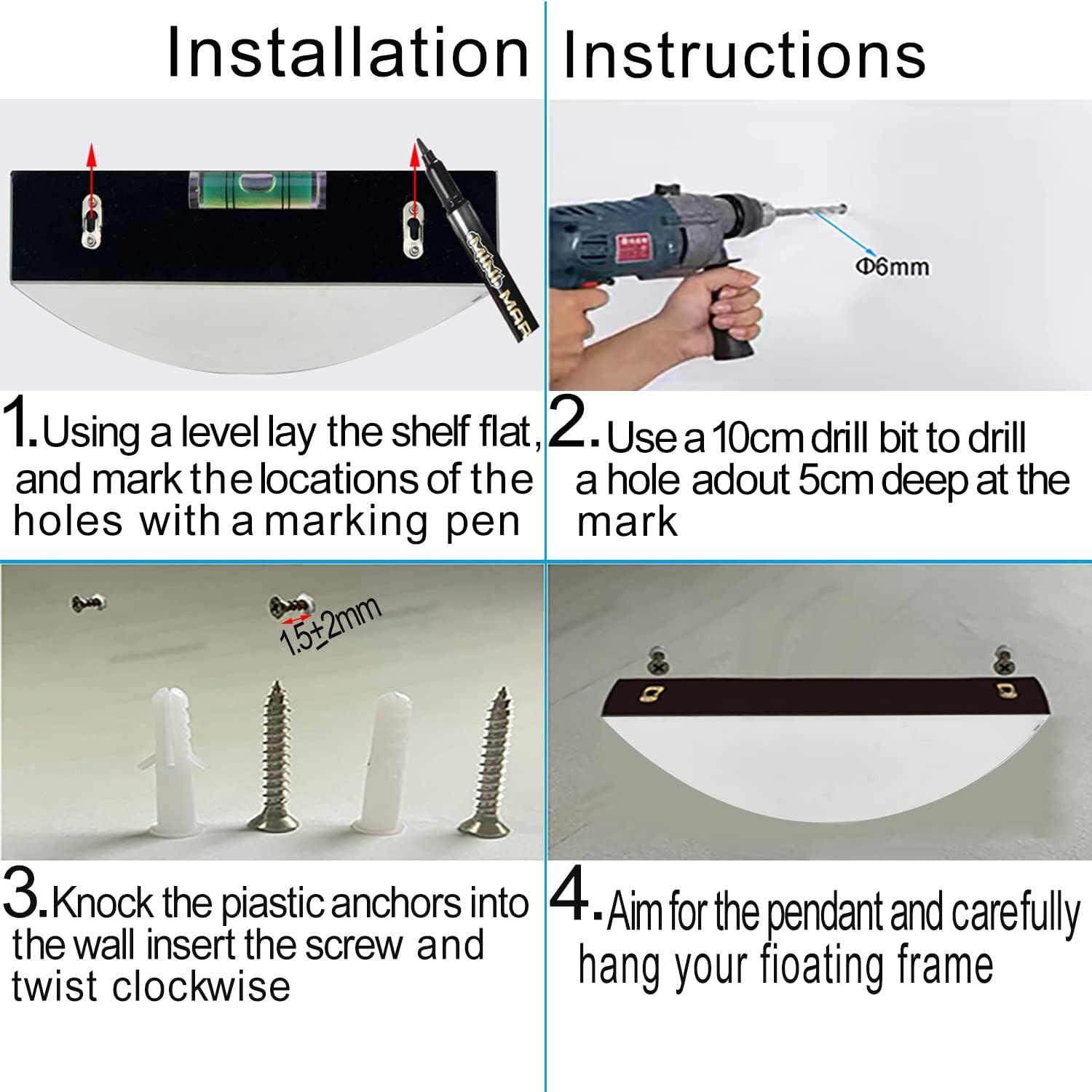 1Pc Semicircular Mirrored Floating Shelves for Wall Decor Storage, Glamorous Crystal Crush Diamond Decorative Wall Shelf, Glitter Glass Wall Mounted Shelves for Bedroom, Living Room, Bathroom, Kitchen, Office and More,  Silver