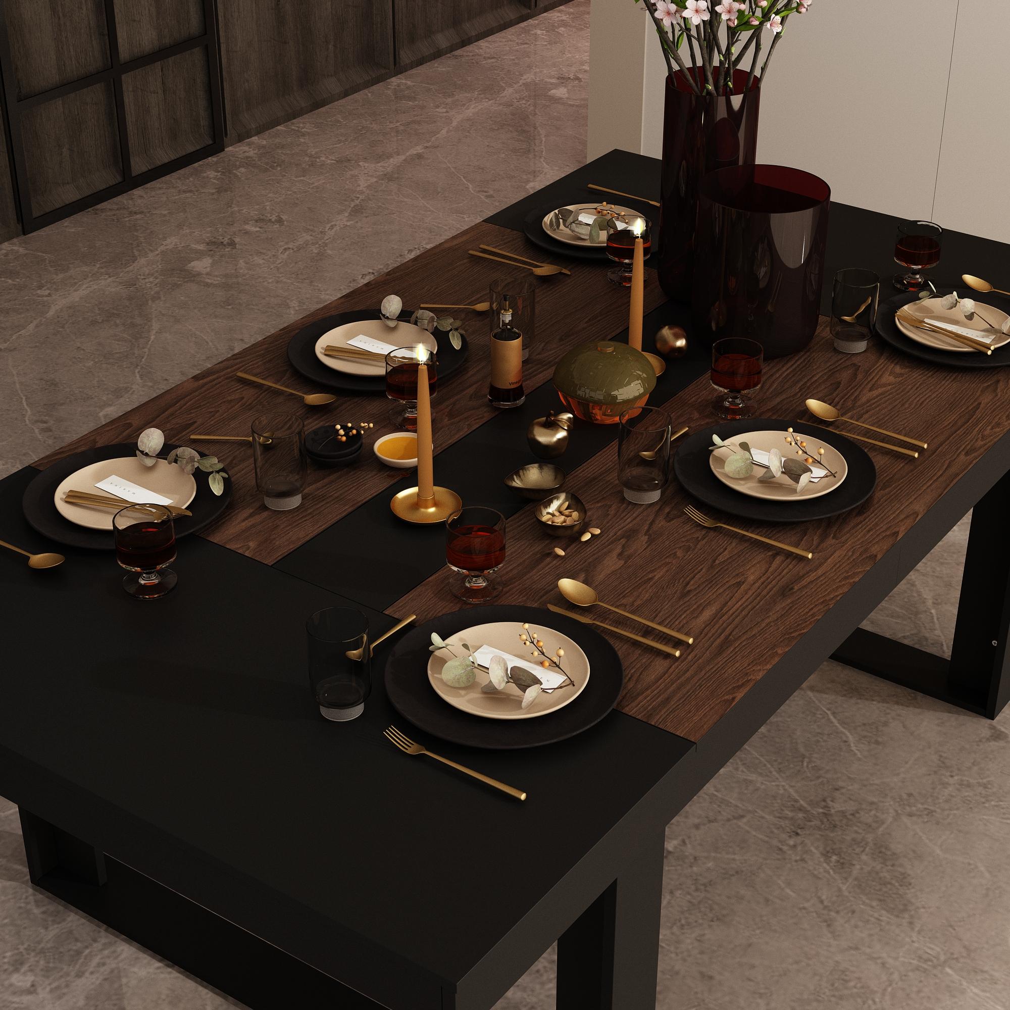 FUFU&GAGA  86.6" Modern Wooden Dining Table for 8-10 - Multi-Use Conference & Kitchen Table with Solid Wood Construction for Dining Rooms