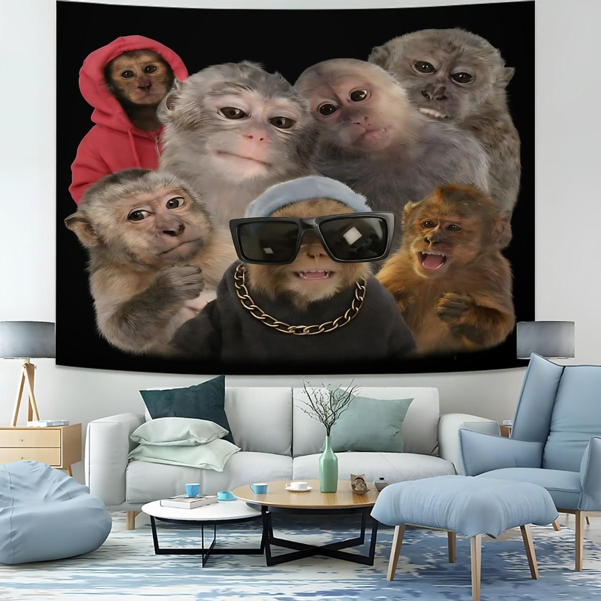 Trending Monkey Tapestry Backdrop, Street-Style Cool Wall Hanging Banners, Indoor/Outdoor Wall Art Tapestries, Wall Decor, Fun Banners and Posters for Dorm Rooms and Bedrooms