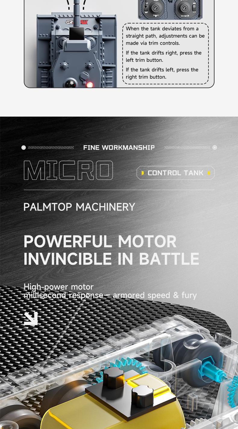 BRRRRT 1/64 Scale Remote-Controlled Tank, Military Tank Model with Infrared Combat System and Rotating Turret, 2.4GHz RC Vehicle Toy, Suitable for Children and Adults, Engineering Vehicle Toy, 4x4 Off-Road Vehicle, Christmas Gift for Adults and Children.