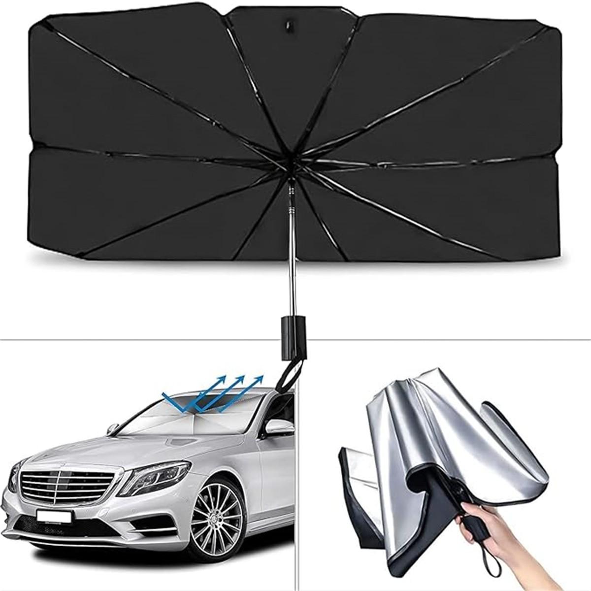 Portable Car Front Windshield Sunshade Umbrella, Titanium Silver Layer UV Protection, Multiple Sizes for Various Vehicle Models