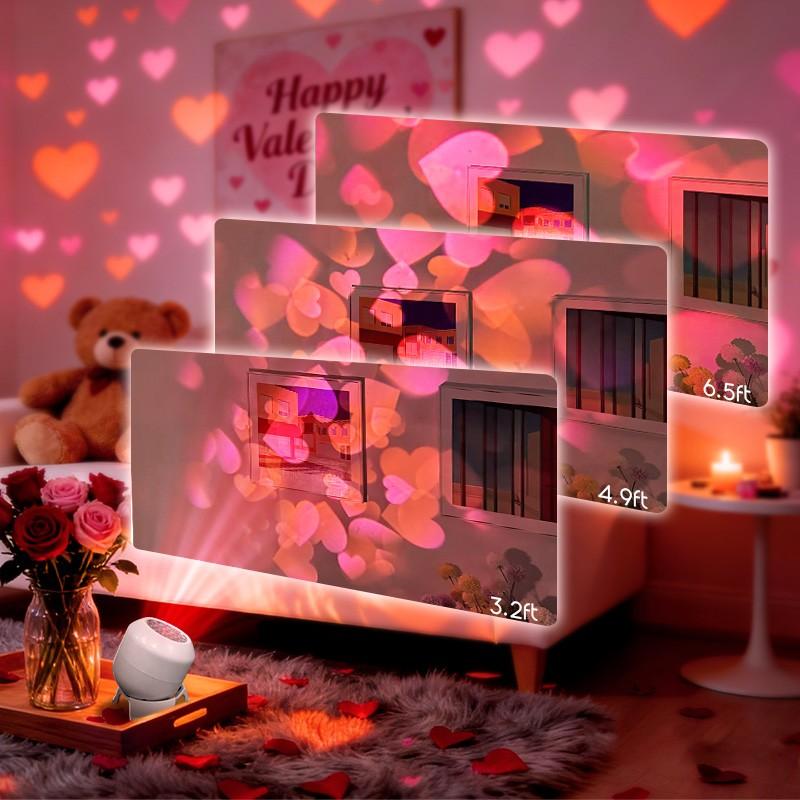 USB Powered Love shape projection light, Dynamic rotating projection lamp with Love Patterns for Indoor and Outdoor Festive Decorations, Valentine'S Day, New Year, Wedding Parties