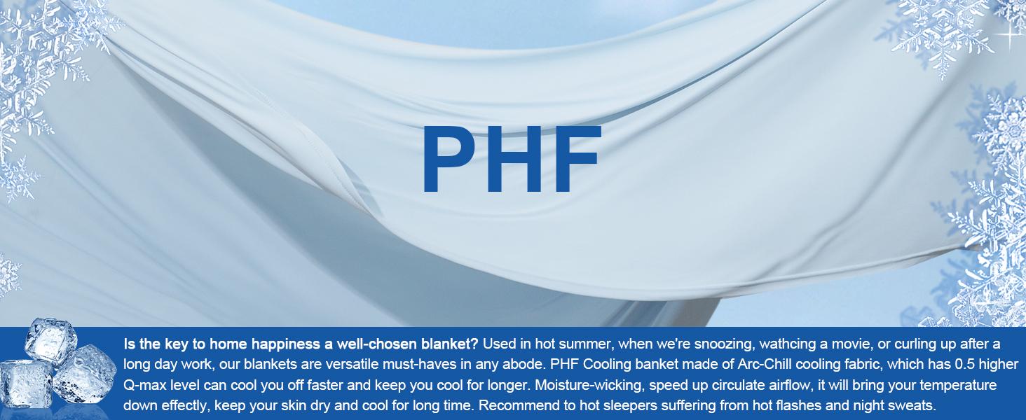 PHF Reversible Double Cooling Blanket for Hot Sleepers - Breathable, Lightweight, Portable Silky Blanket for Home, Office, Travel, Car - Perfect Summer Gift for Boyfriends, Men, Mother's Day, and Teen Bedrooms