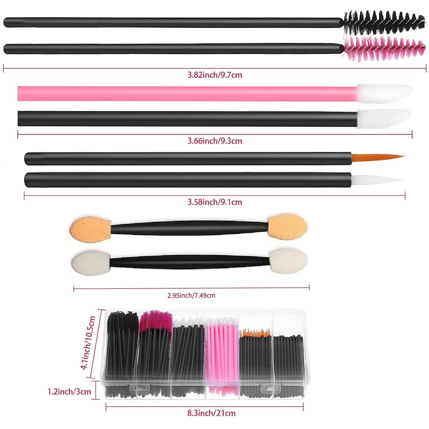 300-Piece Disposable Makeup Brush Set, Includes Eyelash Curler, Lip Brush, Eye Shadow Sponge, Travel-Friendly Storage Box Included