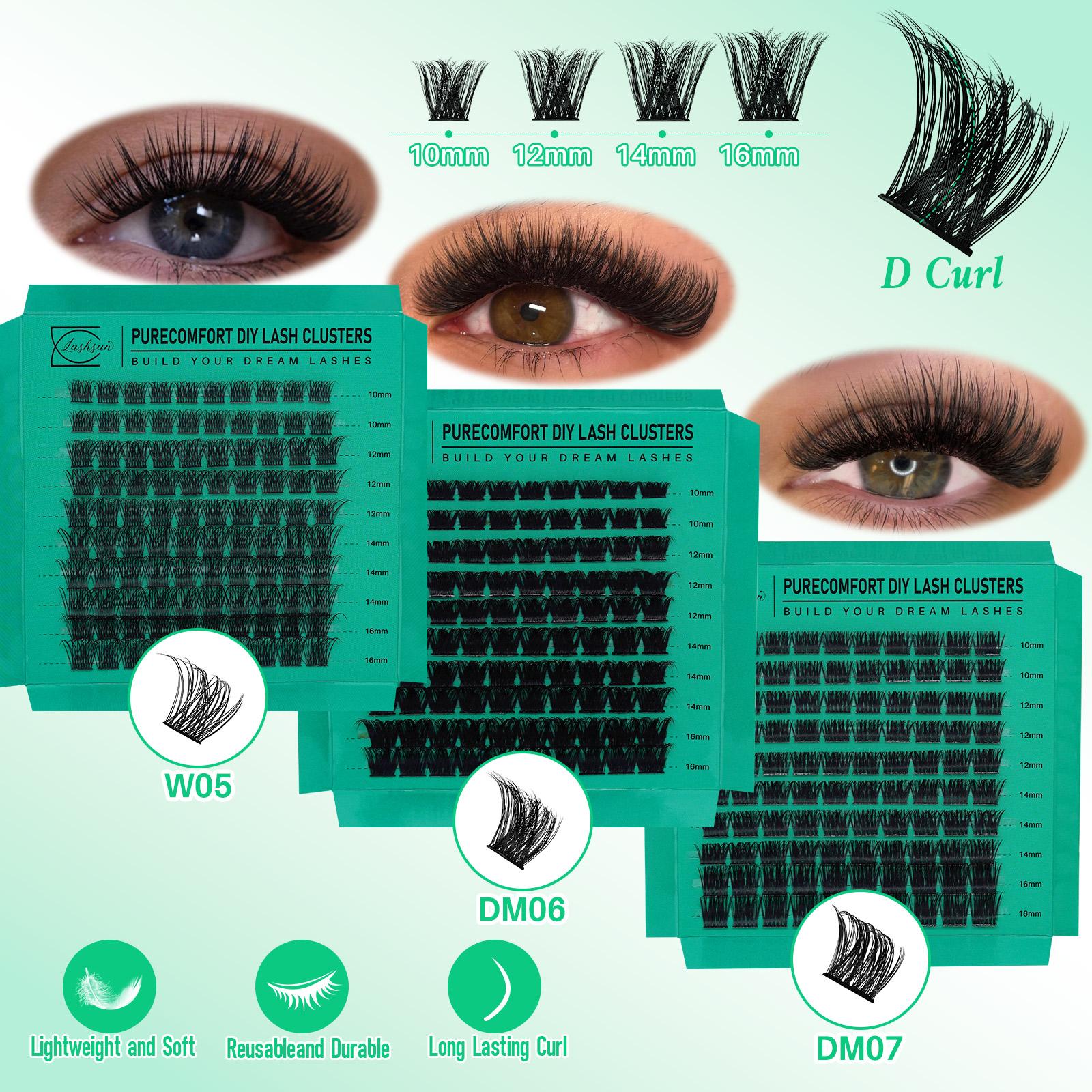 1170pcs D Curl High Capacity Lashes Kit, 9 Styles Mixed Length, 3D Effect Eyelash Cluster Set with Tools & Accessories, Eyelash Clusters Extensions