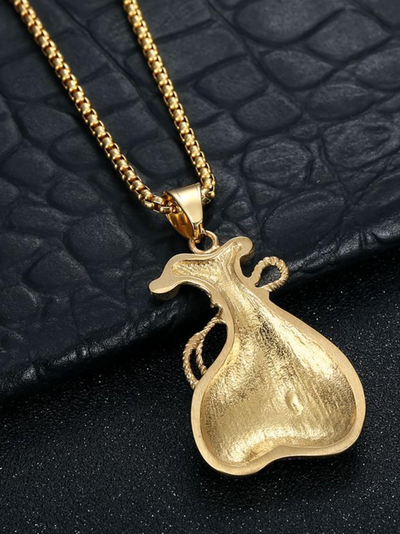 Stainless Steel Vacuum Plated Dollar Bill Pouch Pendant Necklace, Durable Money Bag Charm, Fashionable Accessory for Daily Use