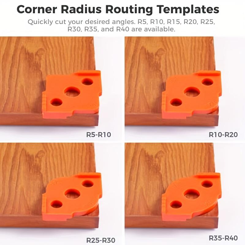 [Precision Corner Radius Jig] 4pcs Corner Radius Jig Router Templates Tool Accessories - Precision Rounded Corners, Durable Orange Plastic - Dual Gap Sizes (1/2" & 1/4") for Woodworking, Flooring & Cabinet Installation