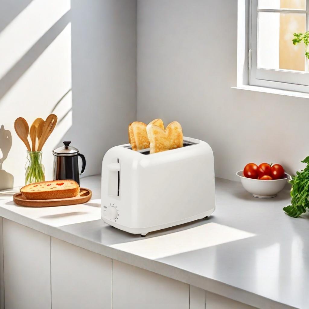 Fully Automatic Bread Toaster Slicer - Rubber & Polycarbonate Household Kitchen Appliance, Stable, Even Bake, Space-Saving Compact Structure, Easy Adjustment Functions, Variable Browning Control, 235x130x166mm, for Breakfast Sandwich Making, A-110V - Us S