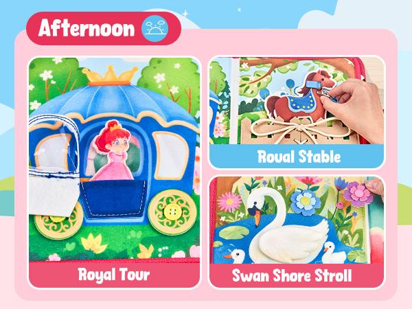 JoyCat Busy Board, Felt Quiet Toy Activity Board with Life Skills, Cognition, Sorting, Autism Sensory Toys, Travel Toys, Gift for Boys & Girls