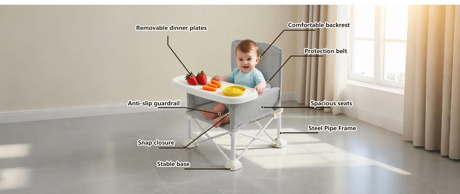 Portable Pop 'N Sit Booster ChairPortable Baby Booster Seat with Tray | Travel-Friendly, Easy to Clean & Secure | Perfect for Home, Beach, Camping, or Dining Out silla alta de bebe Lightweight washable high chair