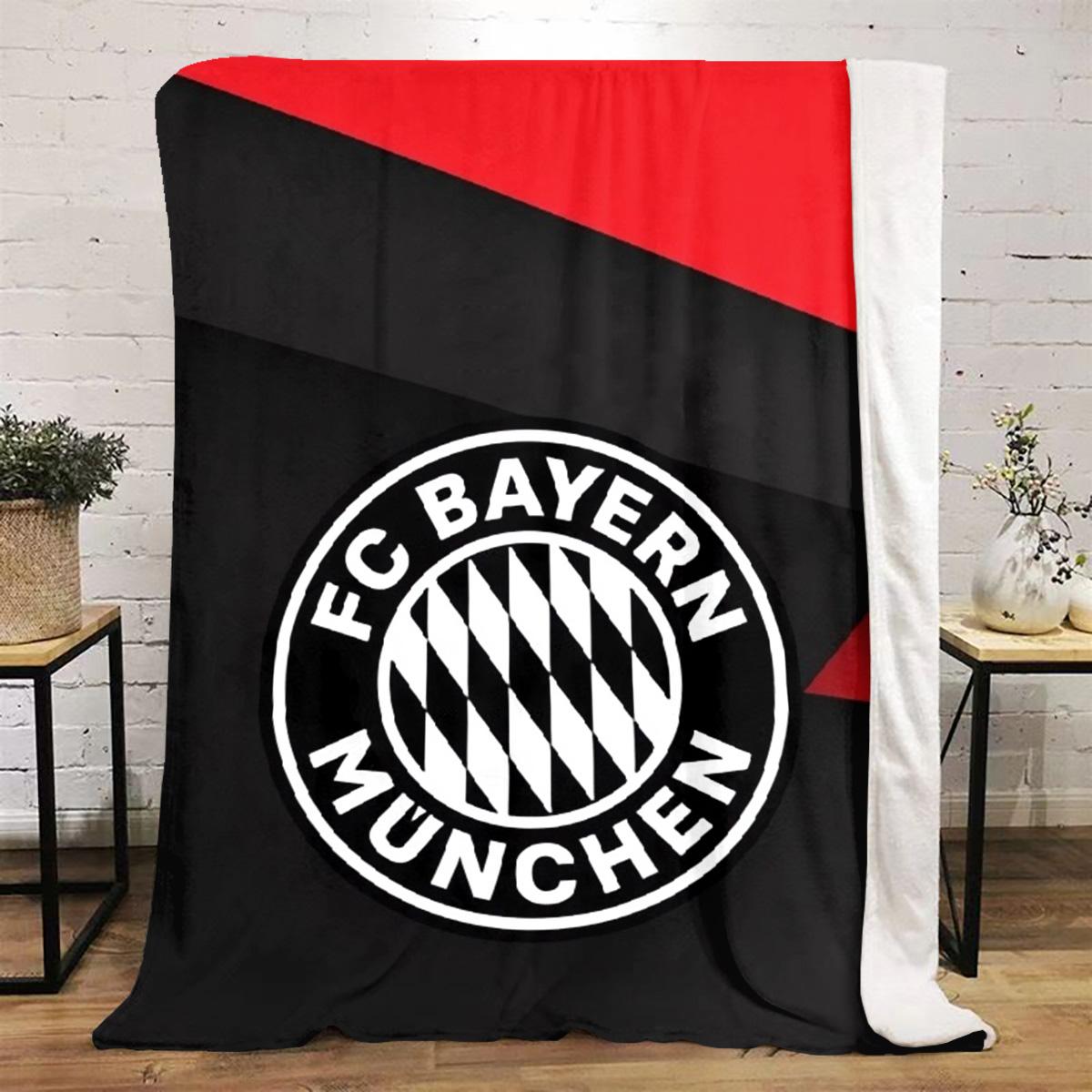 FC Bayern Munchen Printed Cute Cartoon Plush Blanket Suitable for All Seasons, Soft and Comfortable Sofa Mattress Office Outdoor Blanket Camping Travel Home Blanket Black Friday Christmas Gift C975