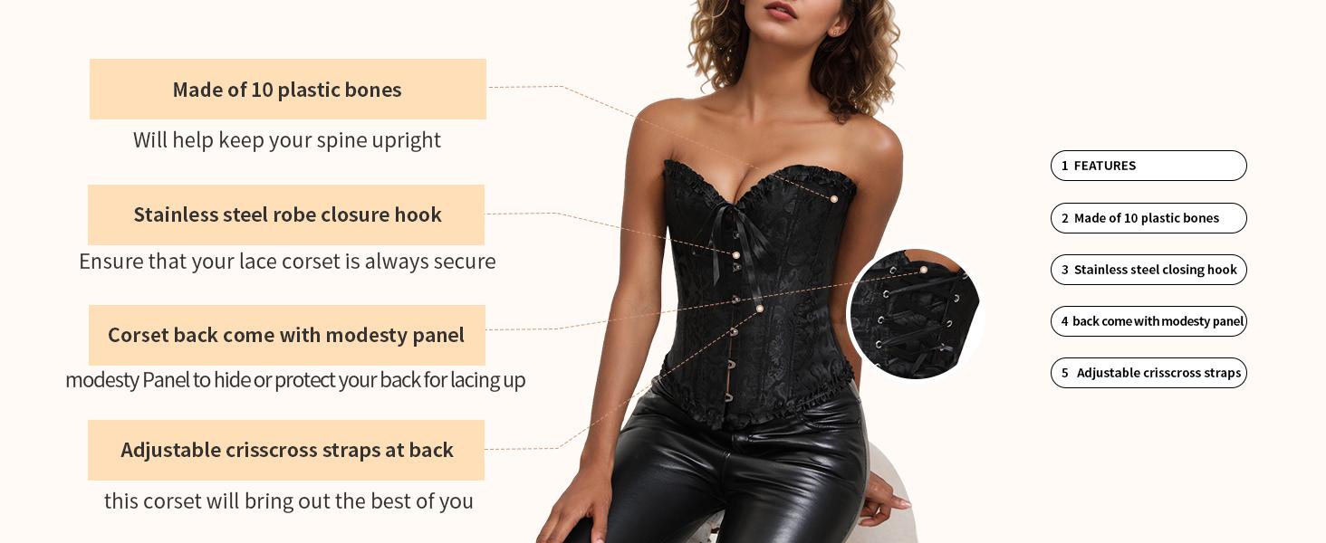 Women's corset top, lace-up corset, date night wear, strapless, steel skeleton, vacation party dance, carnival Valentine's Day vest, suitable for outdoor wear