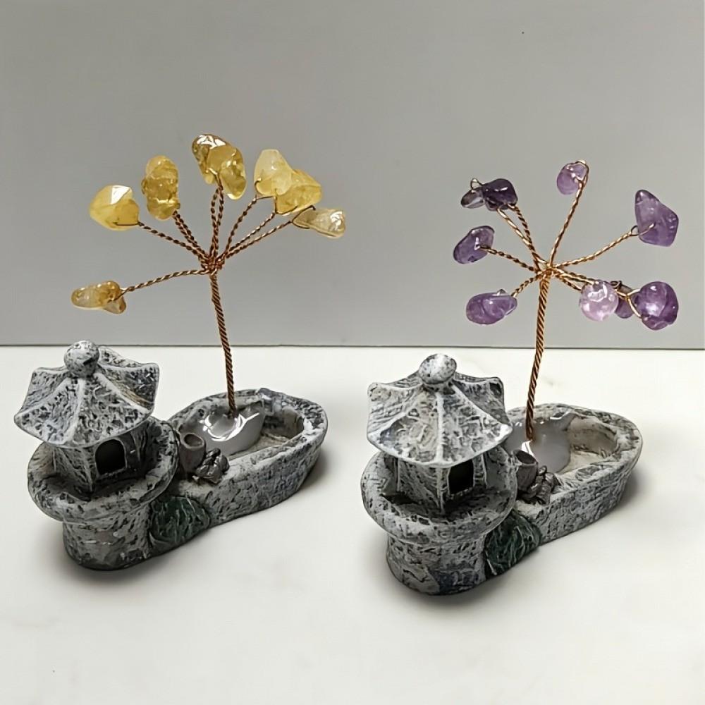 Crystal Tree Ornament for Car Use, Feng Shui Lucky Tree, Home and Office Decor, DIY Handmade Decoration, Ideal Christmas Gift