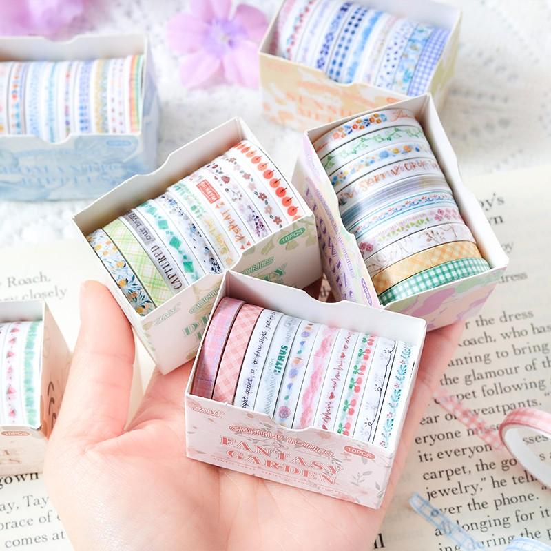 10 Rolls/box Washi Tape, Soft Color Scrapbooking Material, Decorative Log Book Computer Card Gift Stickers, Perfect for Holidays and Birthdays