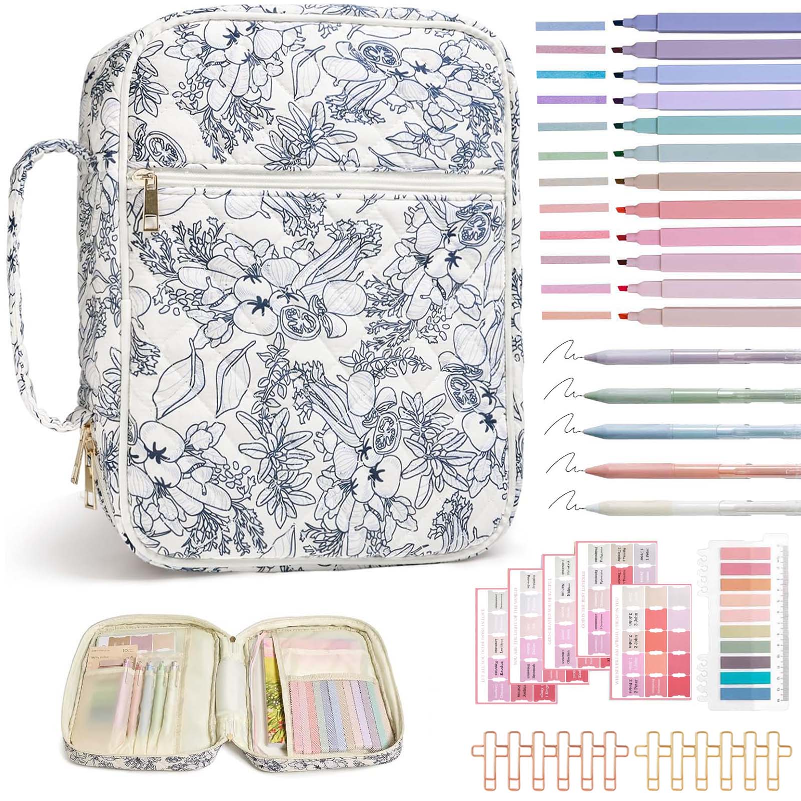 Bible Cover Case for Women Large Bible Cover with Durable Handle Quilted Bible Carrying Case for Girls Bible Study Supplies Accessories, Mother Day, Christmas Christian Gifts for Women