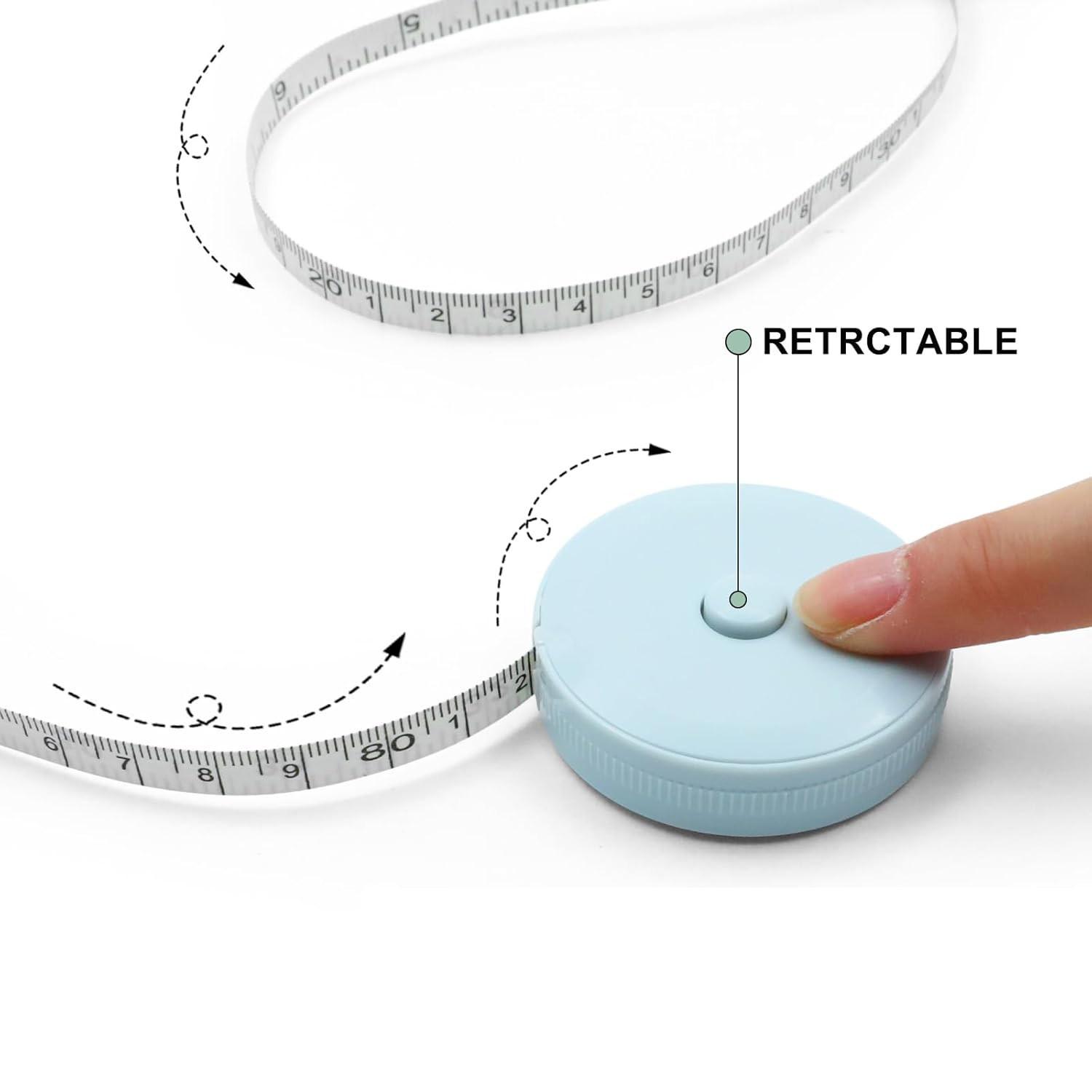 Mini Soft Tape Measure, Dual Scale Body Measuring Tape for Bust Waist Hip, Retractable Sewing Tailor Fabric Cloth Ruler, Portable Fitness Craft Tool