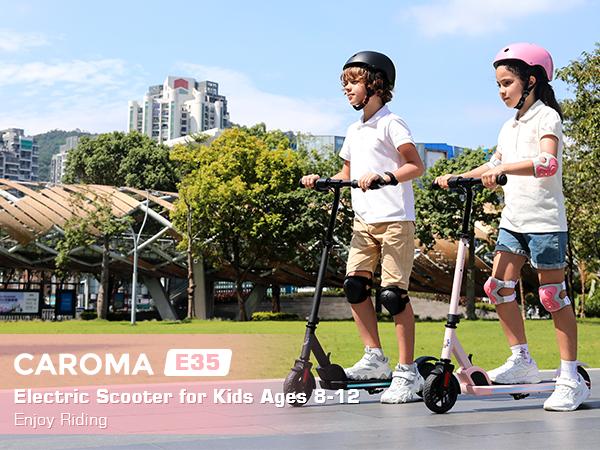 [Livestream Deal] CAROMA Electric Scooter for Kids Ages 6-14, 150W Motor, 10 mph, 80 mins Ride Time, Adjustable Speed & Height, Colorful Lights, LED Display, Foldable Kids Electric Scooter, Ideal Gifts for Kids