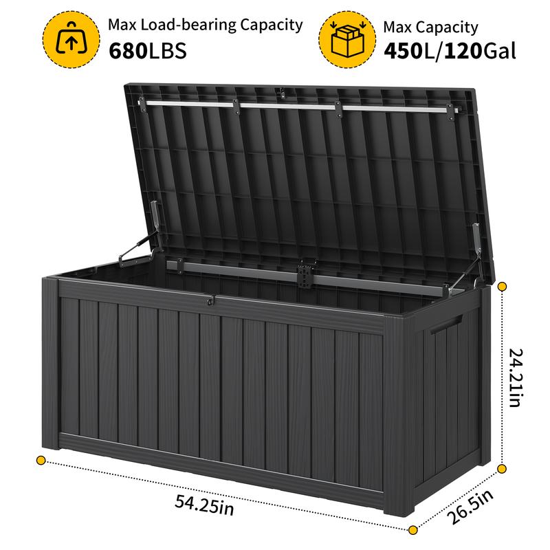 31/72/120/150/180/230 Gallon Resin Outdoor Storage Deck Box (padlock not included) – Waterproof, UV-Resistant, Multi-Functional Durable Plastic Organiser